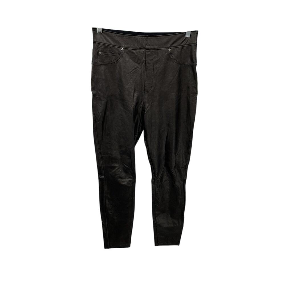 Spanx Faux Leather Like Ankle Skinny Pants High Rise Pull On Black Size Medium